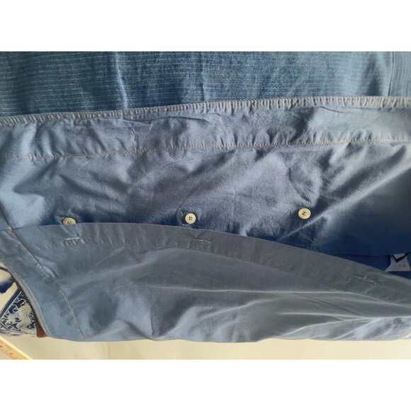 PAIR TOMMY HILFIGER Pillow Shams Standard Denim Blue Flanged Buttons Topstitch - Picture 9 of 13